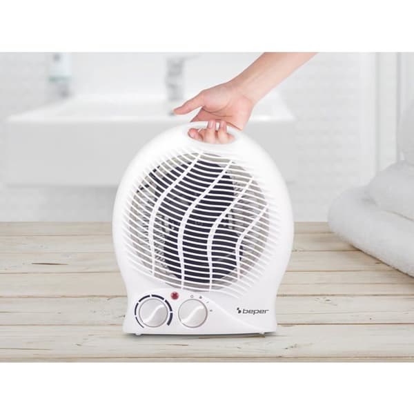 Vifteovn - 1 enhet - Hvit - 2000W - Justerbar termostat - Baderom