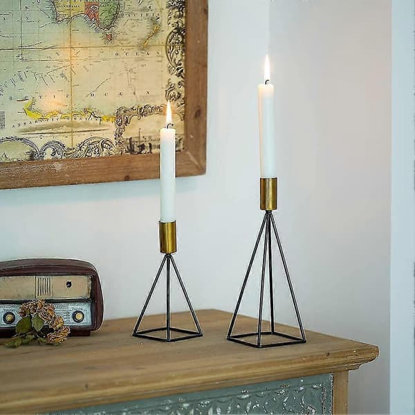Lysestake Lysestake Lysestakesett Med 2, Dekorative Lysestaker I Metall
