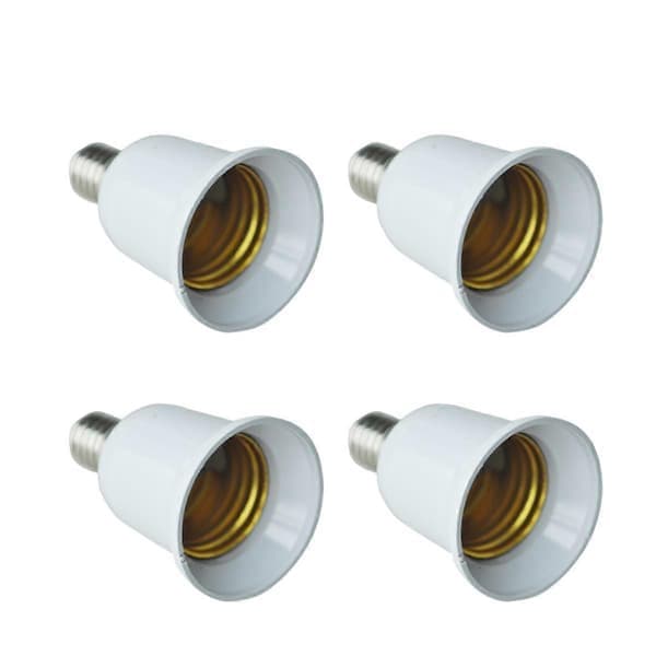4X E14 til E27 Forlengelsesbase LED CFL Lampeadapter Omformer Skrusokkel