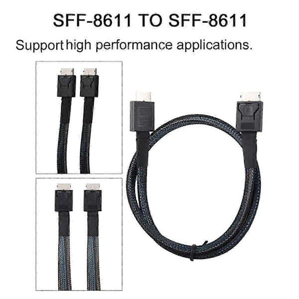 PCIE4.0 MINI SAS Kabel 24Gbps Oculink Dataforlængerkabel SFF-8611 til SFF-8611 Server Dataoverførselslinje (0.5m)