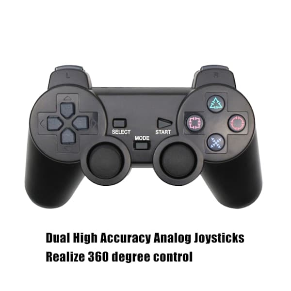 Trådløs spilcontroller dobbelt vibration 2,4 GHz lav latens fjernbetjening spilcontroller til PS2 sort