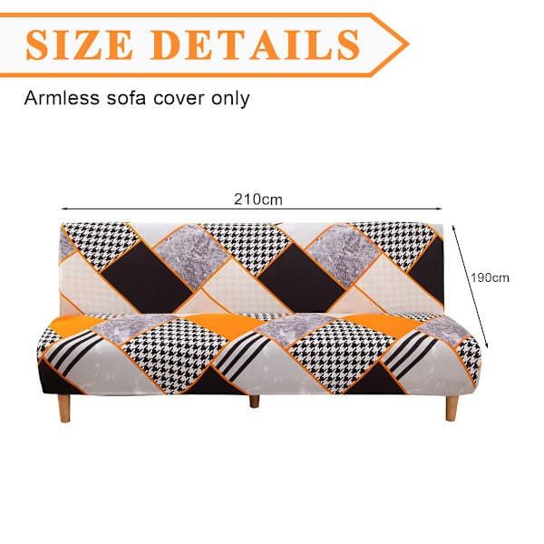 1 armlöst sofföverdrag - Hermes Orange - Bäddsoffa King Size 190-210
