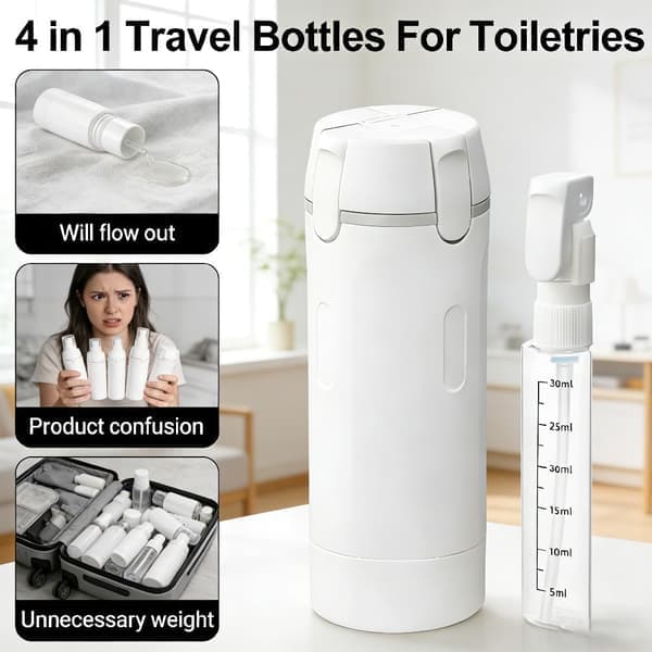 4-i-1 Bärbar Kosmetisk Schampodispenser Förvaringsflaska Plast Resevänlig Kompakt Design för Semester Affärsresa 2st(Ho)