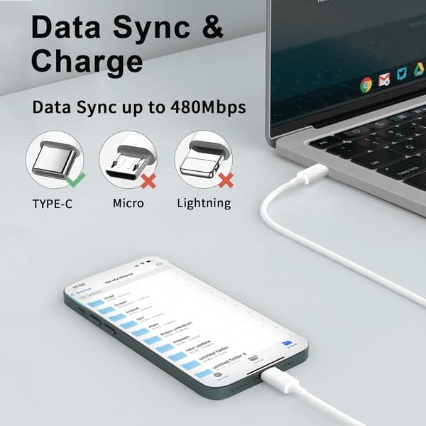 2-pak USB C til USB C kabel 2 m, USB C kabel hurtig opladning USB Type C