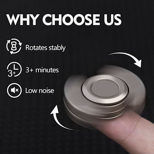 Magnetisk 3-i-1 Fidget Legetøj – Rustfrit Stål Spinner, Slider & Clicker til Stresslindring & Fokus – Sort Black