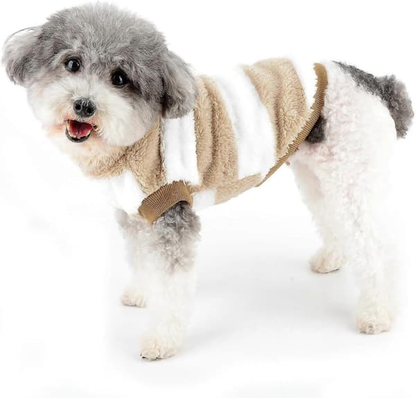Fuzzy Hundtröja för Små Hundar Katt Vintertröja med D-Ring Mjuk Varm Pullover Jacka Valpväst Kläder