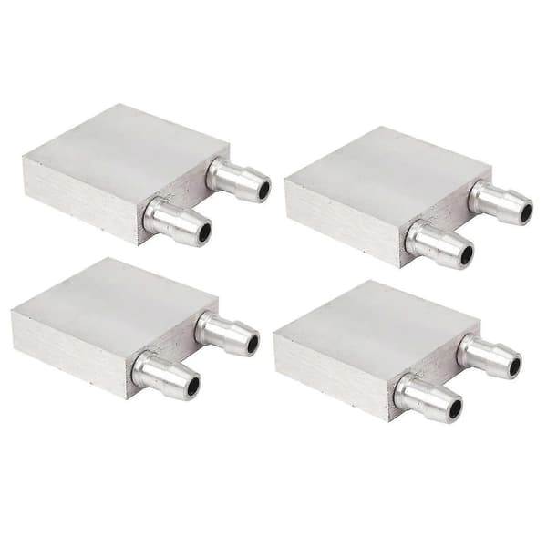 4x Primær aluminiumslegering vandkøleblok 40x40mm til flydende vandkøler kølepladesystem sølv