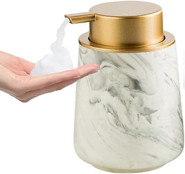 Keramisk sæbedispenser med skummende sæbe, marmorlignende håndsæbedispenser til badeværelse, lotionsæbedispenser