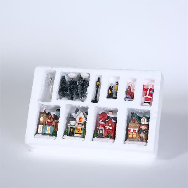 10 stk. lysende juleby LED miniature julegave ornament figur tilbehør A