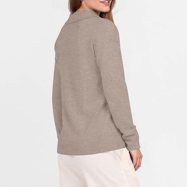 Dame Polo Hals Langærmet Basic Strikket Pullover Hvid S White S