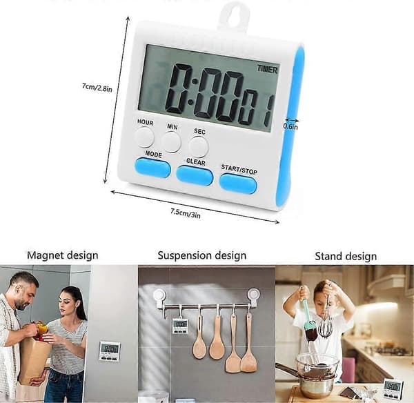 24-timmars Kökstimer, 4 st Digital Magnetisk Timer med Alarm, 4-färgs Ugnstimer med Ställ för Matlagning Dusch