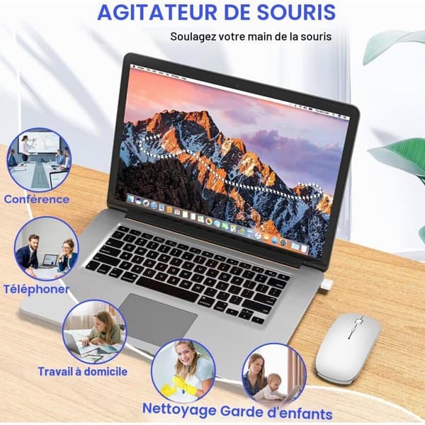 Trådlös Bluetooth-mus - 1 enhet - Ergonomisk plast - Anti-låsläge - PC Mac iPad -