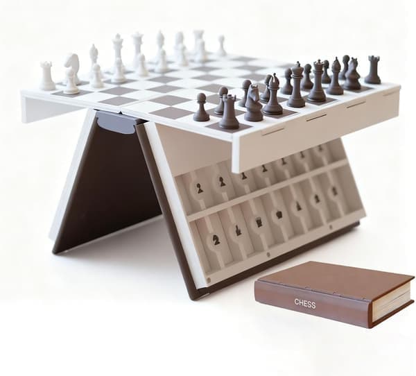 Playbook'd Chess 3D-printet bokbrettspill magnetisk sammenleggbart bærbart kompakt sett [Ho]