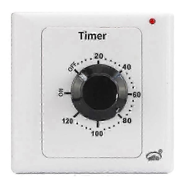 120 minutter tidsbryter, AC 220V 15A intelligent mekanisk nedtellingstimer stikkontakt tidsbryter 86 panel timer kontrollknapp