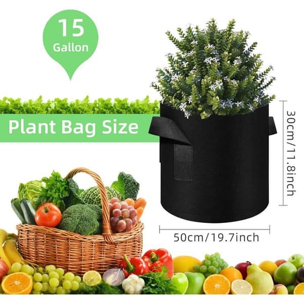 Planteringspåsar - 10-pack - Filt - Optimal dränering - Grönsaker och blommor - 60 L