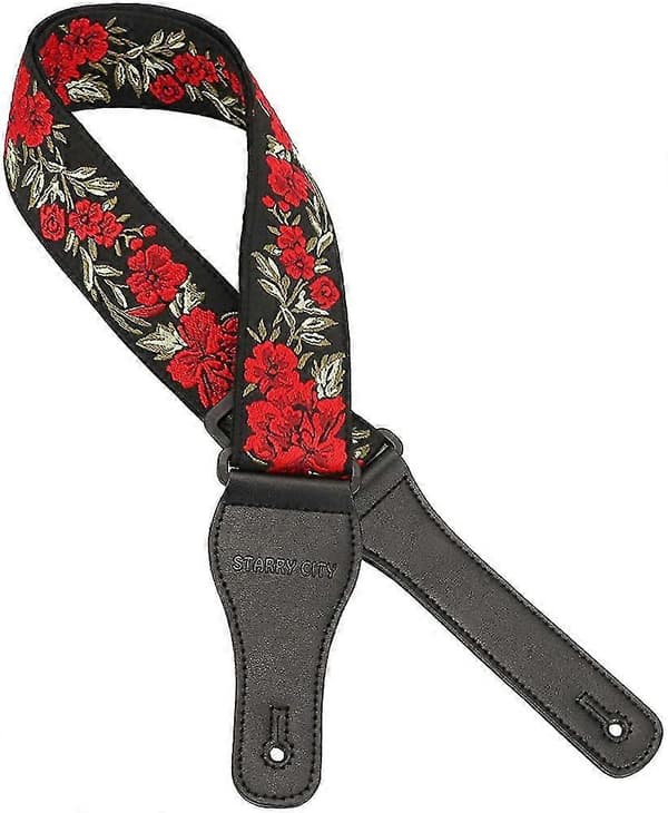 Gitarrrem Jacquardvävd broderad rem, justerbar vävd gitarrrem 60