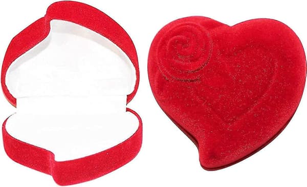 2 st Crday ringpresentaskar, hjärtformad sammetsringask enkel med lock kartong smyckesaskar