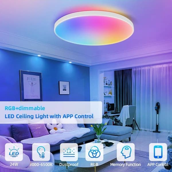24W Bluetooth-tilkoblet LED Taklampe - 1 Enhet - ABS/PC - Dimbar RGB - Stue Soverom Bad