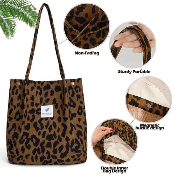 Damehåndtasker, fløjls skuldertasker, leopardprint håndtasker, håndtasker med rum, søde håndtasker med spænder