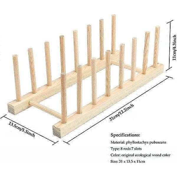 2-pack Bambu diskställ, Bambu diskställ, Bambu trä diskställ med avrinningsbräda, Tallrikshållare, Köksförvaring