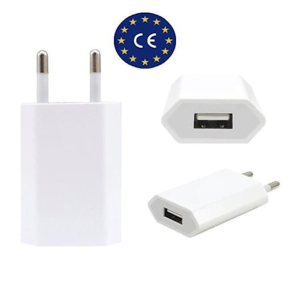 3-pack laddkabeladapterset för iPhone Samsung 5V 1A Universal snabbladdande USB-väggkontakt vit