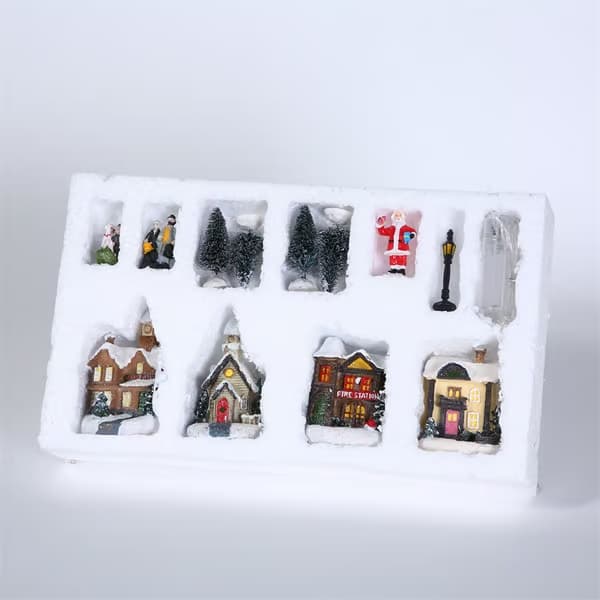 10 stk. lysende juleby LED miniature julegave ornament figur tilbehør B
