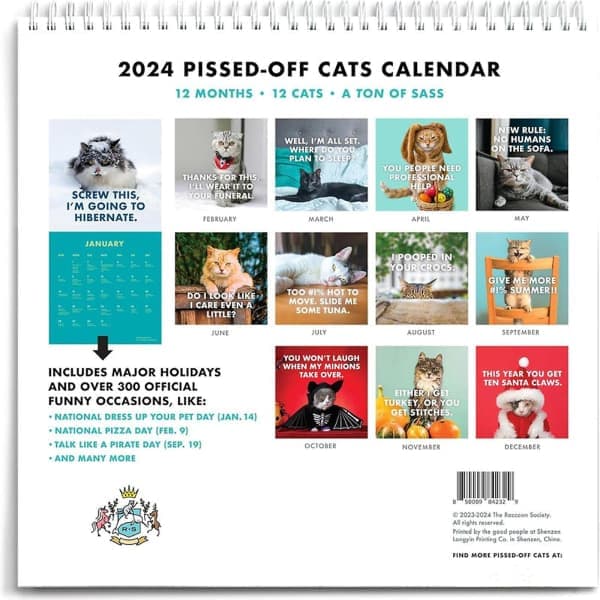 2024 Pissed-off Cats Kalender Väggkalender