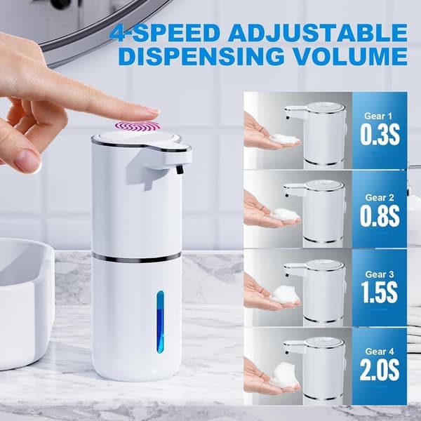 Automatisk sæbedispenser 380ml – IPX5 sæbedispenser til flydende skumsæbe Berøringsfri sæbedispenser hvid