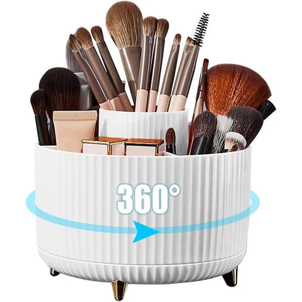 Roterende Sminkeorganisering - 1 Stykke - Solid Plast - 360° Rotasjon, 5 Rom - Bad/Kontor