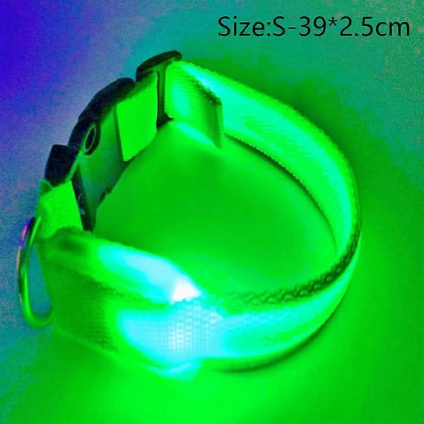 LED hundehalsbånd, genopladeligt, lysende, justerbart, reflekterende