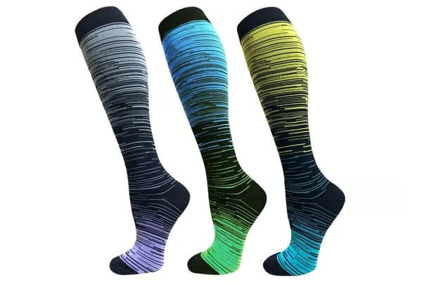 Stödstrumpor 3-pack flerfärgade multicolor S/M - Rosa/Blå, Grå, Ljusblå/Blå