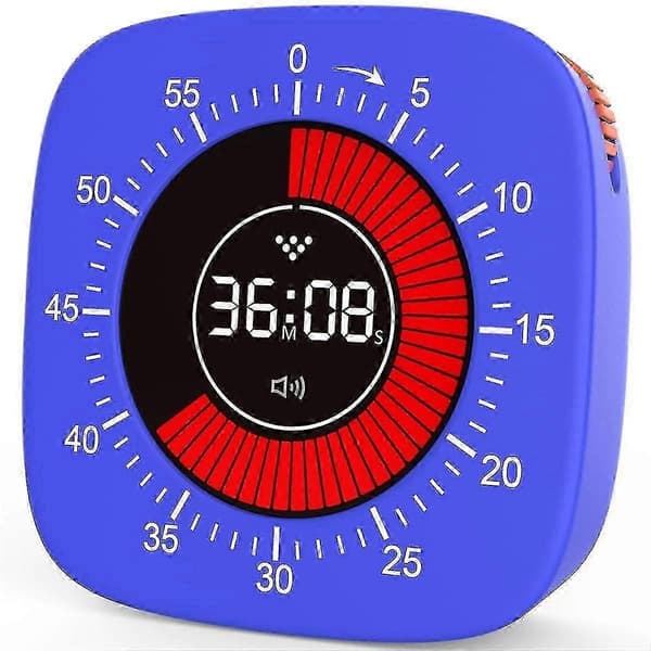 Visuel Timer til Børn, Digital Timer med 60-minutters Nedtælling, Lydløs Timer til Skrivebordstimerur til
