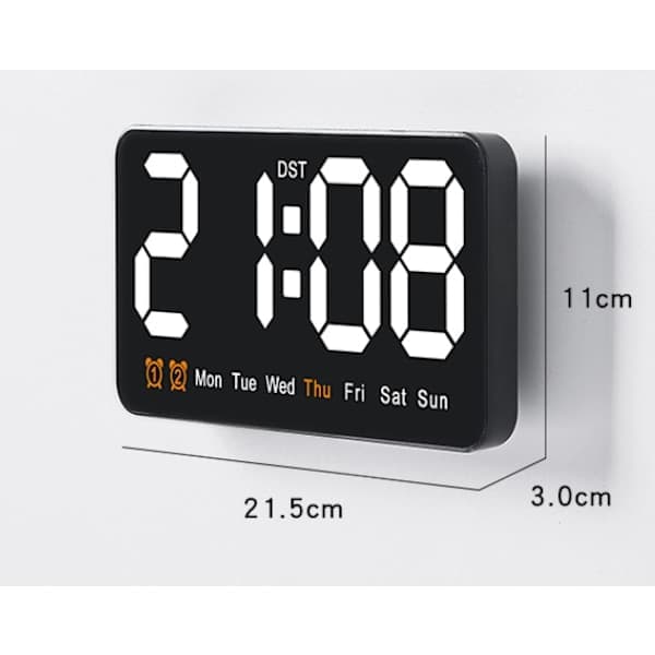 Digitalt vægur, LED digitalt ur, 12/24 timer, store tal, lydløst, blå blå blå blue