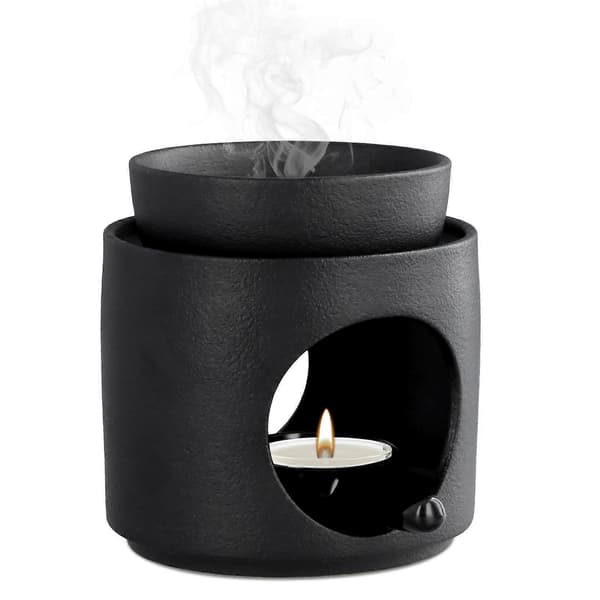Keramisk Olie Aromaterapi Brænder, Mat Voksbrænder, Aromaterapi Holder, Fyrfadsstage Diffuser til Hjemmekontor Dekoration, Sort