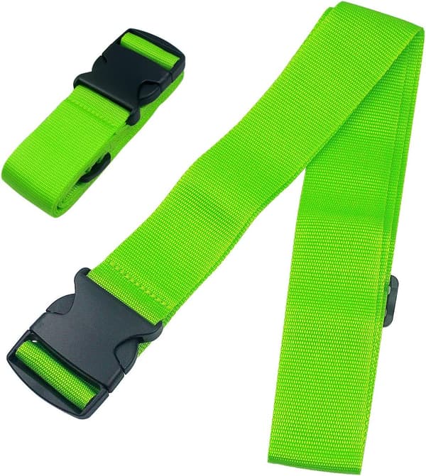 Kraftiga bagageremmar för resväskor, packningsbälten, resetillbehör, justerbar väskrem, 2-pack Green