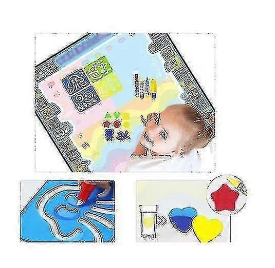 Magic Doodle Mat taikakynillä, värikäs vesimatto lapsille, sininen