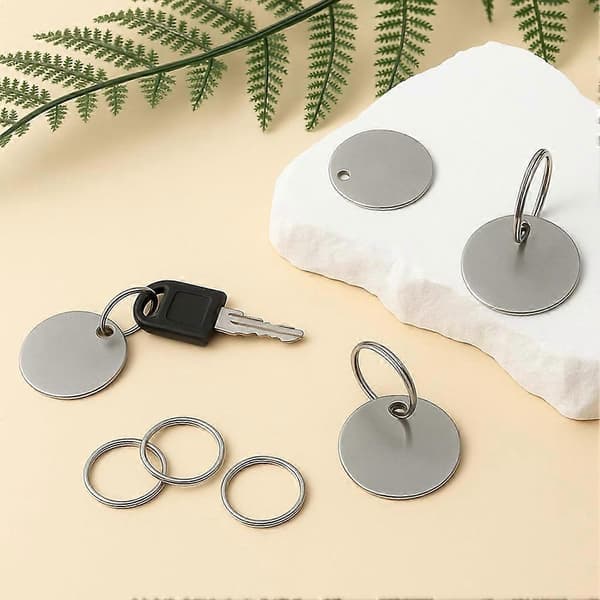 100 stk. metallblanke hundemerker for stempling, nøkkelringer i rustfritt stål for gravering, metallstemplingsblank