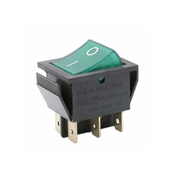 DPDT 6-pin grønn vippebryter 16A 250V Nylon for elektrisk panel og DIY-prosjekter