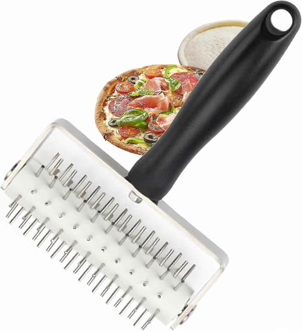 Pizzadeigruller Pizzadeigkuler Rustfritt Stål Rulle Deigmaskin Hullstift, Bærbar Pai Nålhjulskutter