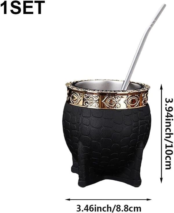 Mate Imperial Argentino Kit Rostfri Kopp med Sugrör Läderlindad Present [Ho]