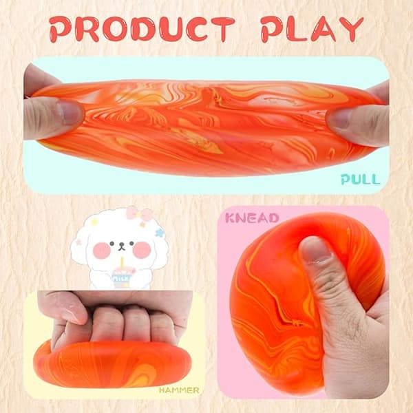 Squishy Sensor Fit Squeeze Cube – Gelfylld Elastisk Klämboll, Mjuk Glassboll med Långsam Återhämtning, Stressavlastande Leksak ORANGE Flow pattern block 3cm