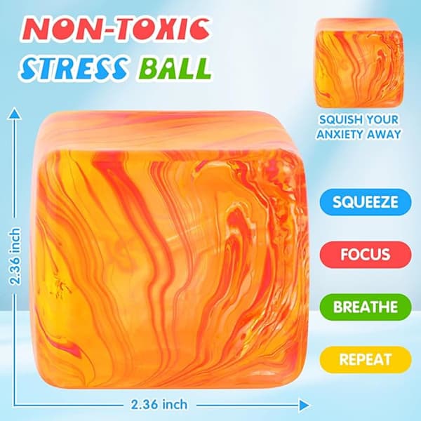 Squishy Sensor Fit Squeeze Cube – Gelfyldt Elastisk Klemmebold, Blød Isbold med Langsom Gendannelse, Stressaflastende Legetøj PURPLE Flow pattern block 3cm
