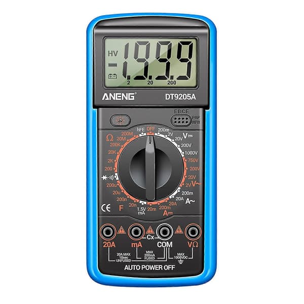 Digitalt Multimeter Spændingstester Volt Ohm Ampere Måler Tænd/Sluk Bip Til Husholdning