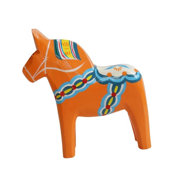 Svensk Dalahästprydnad Samlarobjekt Dalhästfigur Djur Orange