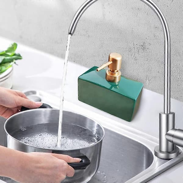 Modern Tvålautomat med Matt Pump för Badrum, Keramisk Rektangulär Lotiondispenser, Påfyllningsbar Diskmedelspump