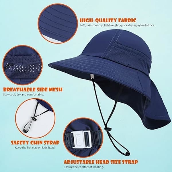 2-pack solhattar för småbarn, justerbara strandhattar
