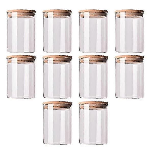 10 st bambu trälock glasburk lufttät behållare köksförvaringsflaskor burkar matbehållare te C