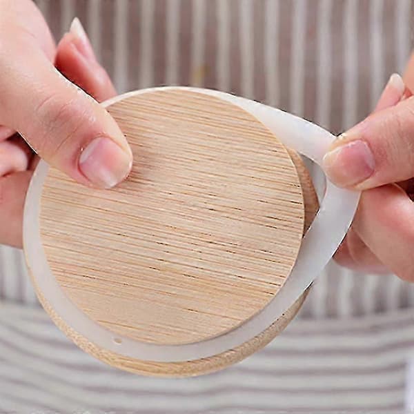 10 st bambu trälock glasburk lufttät behållare köksförvaringsflaskor burkar matbehållare te C