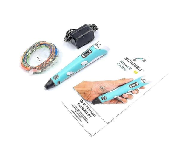 P1 3D-printpen med display inkluderer 3D-pen, 3 startfarver PLA-filament, StencilWay DXLdV