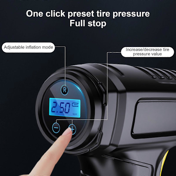 Bilstartare Luftkompressor Trådlös Däckpump Digital Däckpump Fordonsstartanordning med Ljus Wireless pointer mod